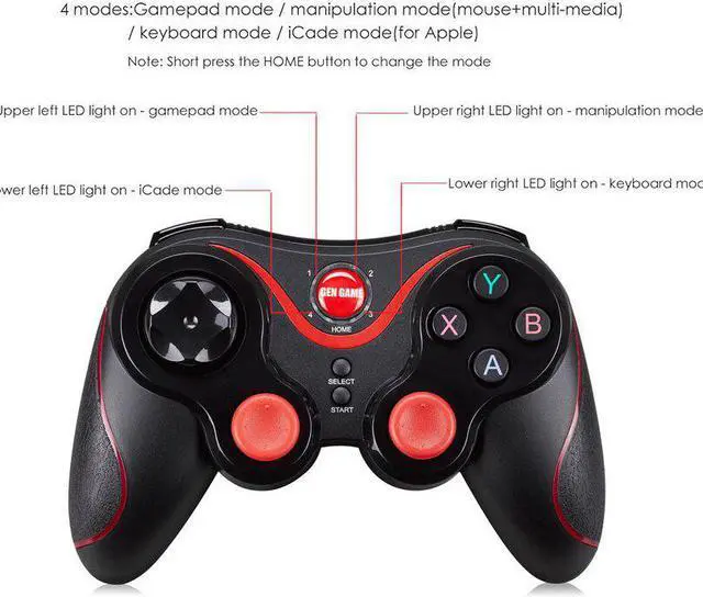 Alt view image 5 of 5 - Bluetooth Gamepad for Android Wireless Joystick Gaming Controller Black for Android Smartphone Android Tv Box