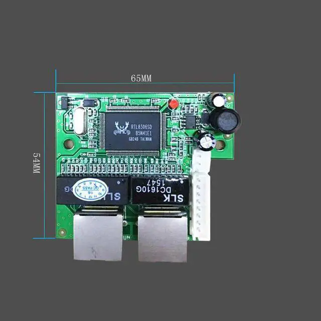 Alt view image 2 of 5 - mini fast 10/100mbps 2 port ethernet network lan hub switch board two layer pcb 2 rj45 1*8pin head port tablets usb flash 3d