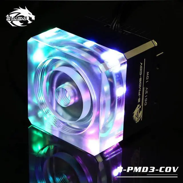 Alt view image 3 of 5 - B-PMD3-COV 5v RGB Water Cooling Pump with Heatsink 600L DDC Black