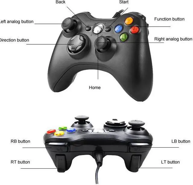 Alt view image 4 of 5 - Game Controller Wired Vibration Gamepad Joystick For PC Controller Windows 7 / 8 / 10 for Xbox 360 Joypad with Gamepad