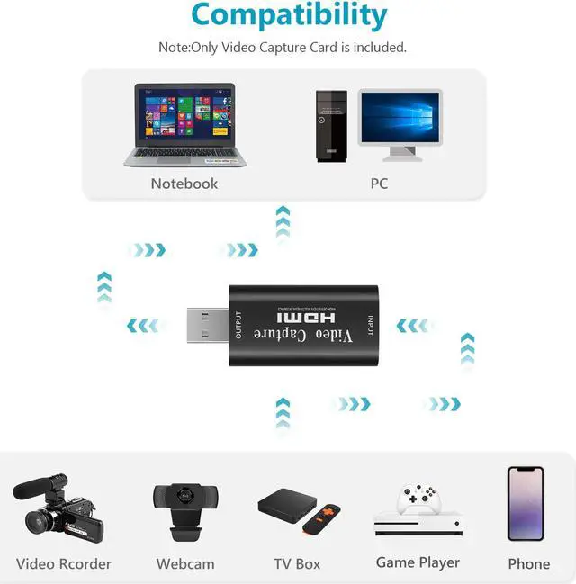 Alt view image 2 of 5 - Audio Video Capture Card  to USB 1080p USB2.0 Record via DSLR Camcorder Action Cam for High Definition Acquisition