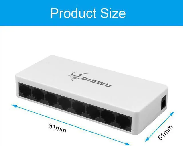 Alt view image 3 of 5 - 8 Port Network Ethernet Switch POE Lan Network Switcher 5 Ports For Network IP Cameras Or Wireless AP/ 6 PoE Splitter