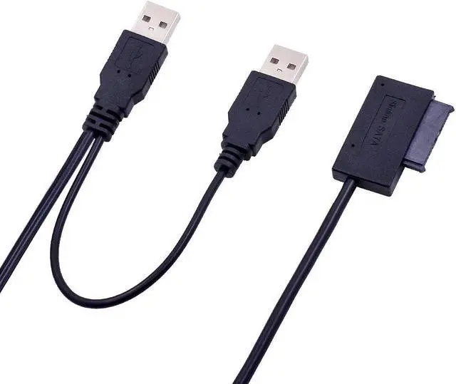 Alt view image 2 of 5 - USB 2.0 to 6 7 13Pin Slimline Slim SATA Cable with External USB2.0 Power Supply for Notebook Laptop CD-ROM DVD-ROM ODD