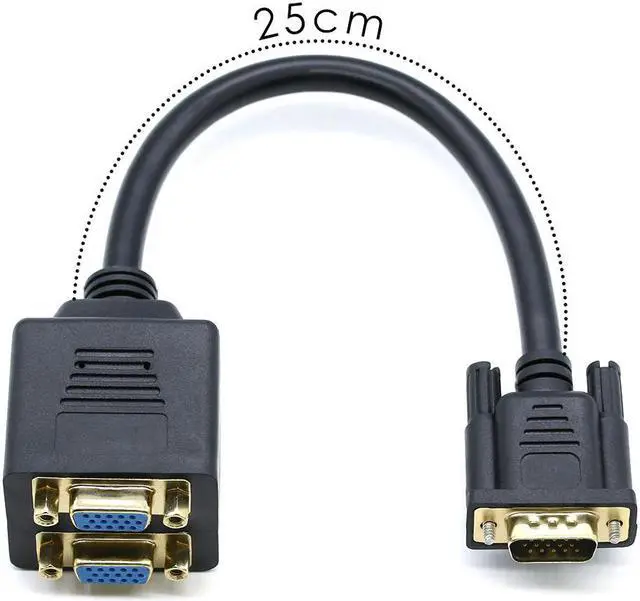 Alt view image 4 of 5 - Coming VGA Splitter Cable of Male to Dual Female Converter Monitor Adapter Y Video Cable Gold Plated for Laptop PC