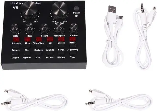 Alt view image 2 of 5 - USB Audio Interface Intelligent Volume Adjustable Audio Mixer Sound Card Multifunctional Live Sound Card Recording Speech r60