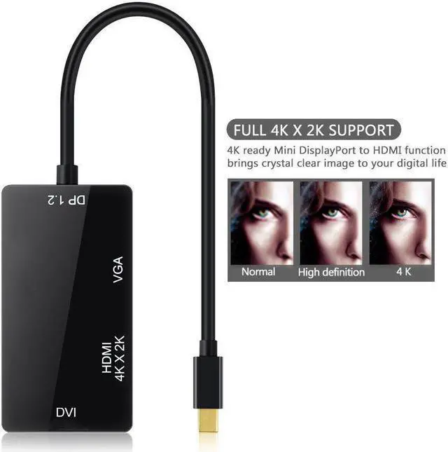 Alt view image 5 of 5 - 3 in 1 Thunderbolt 4K Mini Display Port Dock Converter MINI DP Male To  DVI VGA Female Adapter Converter Hub
