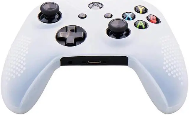 Alt view image 5 of 5 - Rubber Cover Skin Case Anti-Slip For Xbox One/S/X Controller X 2(Black & White) + Fps Pro Extra Height Thumb Grips X