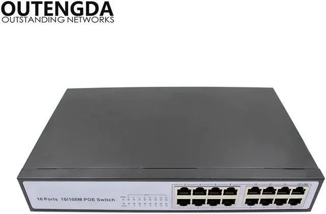 Alt view image 2 of 5 - 16 RJ45 10/100M 16 Port POE Switch Unmanaged Rack Mount Power over Ethernet Switch Built-in Power 150W CCTV Network Switch