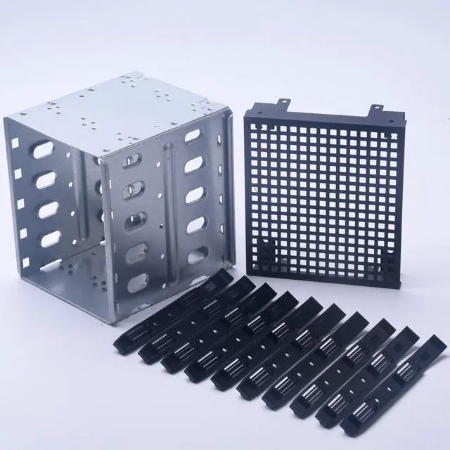 Alt view image 2 of 5 - 5.25" to 5x 3.5" SAS SATA HDD Hard Drive Cage Rack for Computer with Fan Space PC Supplies Stainless Steel Tray Caddy Adapter