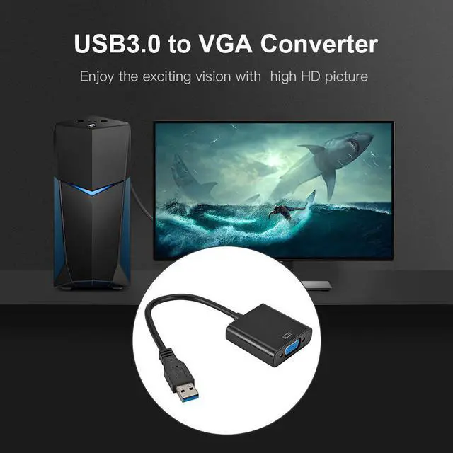 Alt view image 4 of 5 - 3.0 to VGA Video Display Adapter 1080P Multi-Display External Converter Cable for Laptop PC Monitor Projector Windows 7/8