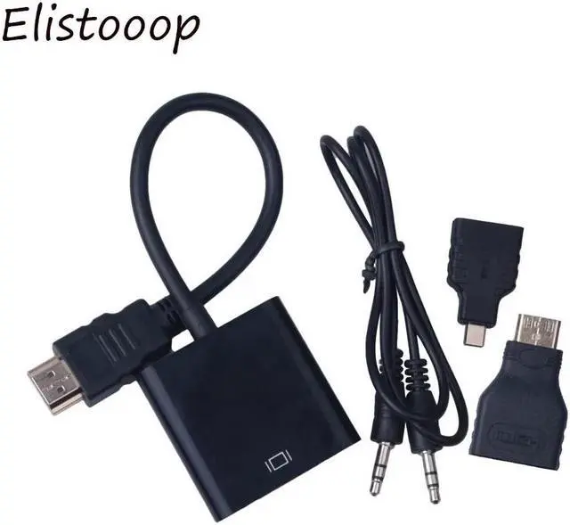 Alt view image 2 of 5 - HDMI to VGA Adaptor Micro HDMI Mini HDMI Male Adapter to VGA Female 1080p Converter For Laptop Xbox 360 PS3 PS4