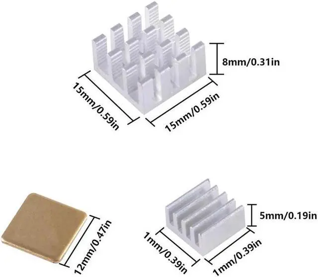 Alt view image 2 of 2 - 40pcs Raspberry Pi Aluminum Heatsink for Raspberry Pi 4 3 B 2 Model B+ Copper heatsink 3M 8810 Thermal Conductive Adhesive Tape