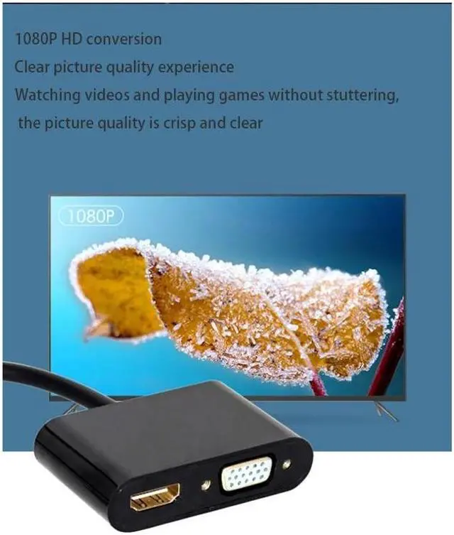 Alt view image 2 of 5 - 1080P VGA to HDMI Converter Adapter for Desktop, Laptop, PC, Monitor, Projector, HDTV with o Cable and Vga Cable