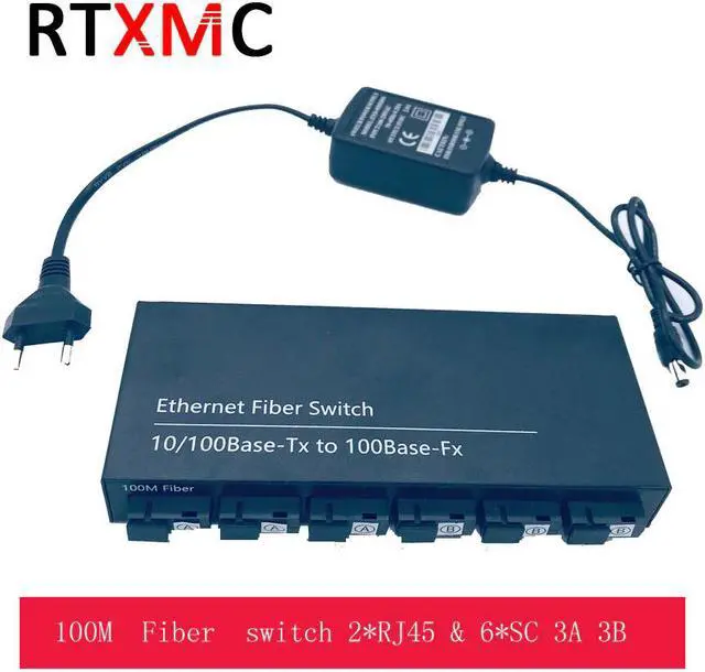 Alt view image 2 of 5 - 10/100M Fast Ethernet switch Convert 25KM Fiber Optical Media Converter Single Mode 2*RJ45 & 6*SC 3A3B fast fiber Switch 6 ports