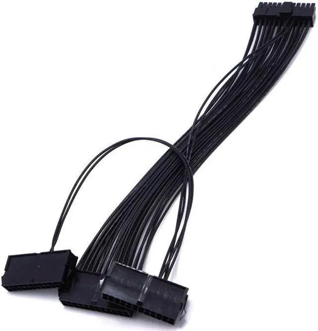 Alt view image 2 of 5 - 24Pin Dual PSU Power Extension Cable PC Three Power Supply Synchronization Cable Connector 12.6 Inches / 32cm