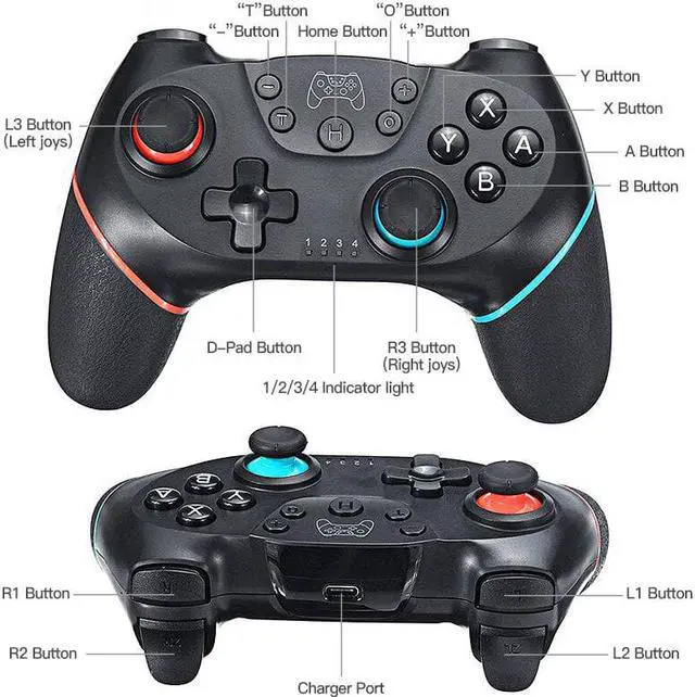 Alt view image 2 of 5 - Wireless USB Control for Nintendo Switch Controller Gamepad Joystick Game Pad PC Command Mando Pro Gaming Trigger Game