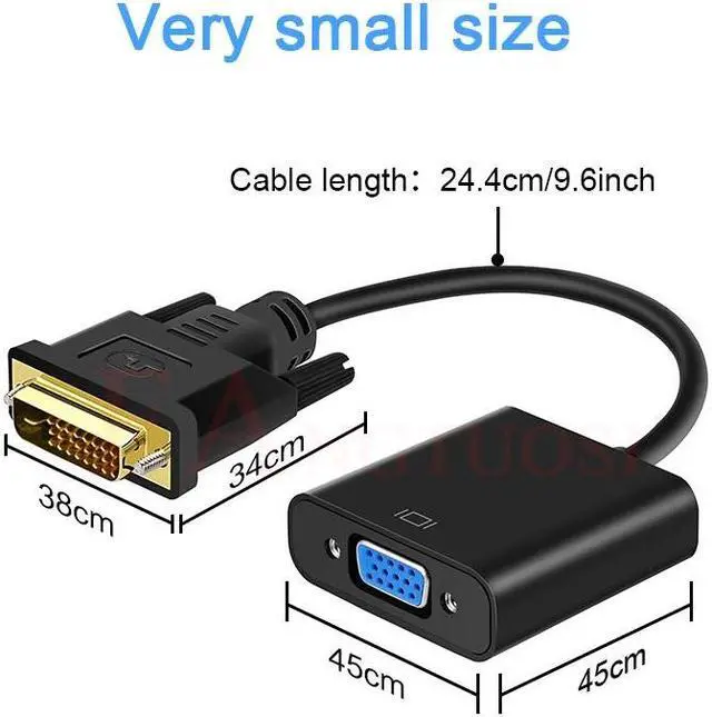 Alt view image 4 of 5 - HD 1080P DVI Male to VGA Female Adapte 24+1 25Pin Male to 15Pin Female Cable converter For PC Computer HDTV Monitor