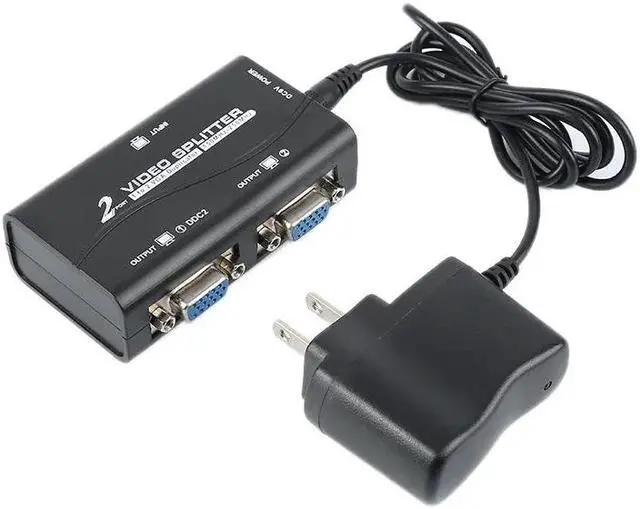 Alt view image 4 of 5 - 1 Pc to 2 Monitor 2 Port VGA Video video Screen Splitter Box Adapter With Power Cable US Plug