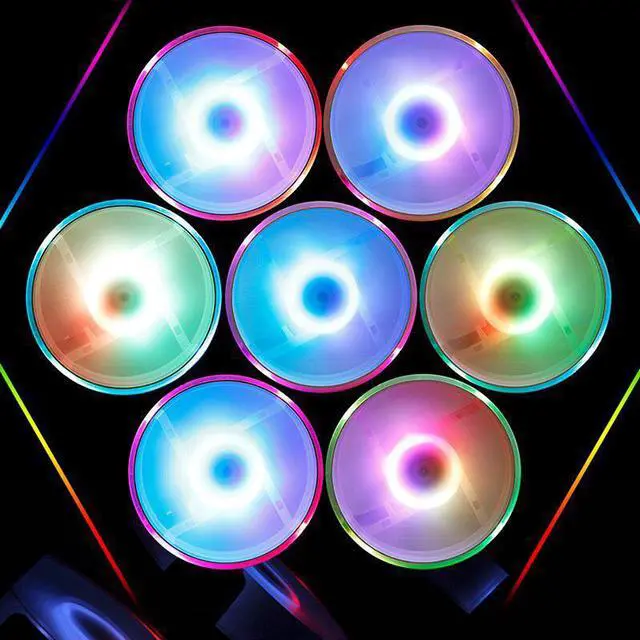 Alt view image 2 of 5 - New RGB Fan 120mm LED PC Computer Case Fans ARGB Quiet Remote 5v 3pin Aura Sync Computer CPU Cooler Cooling Adjust Case Fan
