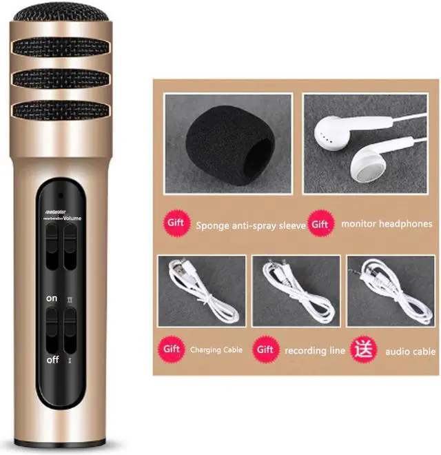 Alt view image 4 of 5 - Microphone Phone K Song Condenser Microphone Universal K-Live Portable Smart Microphone with sound card English version
