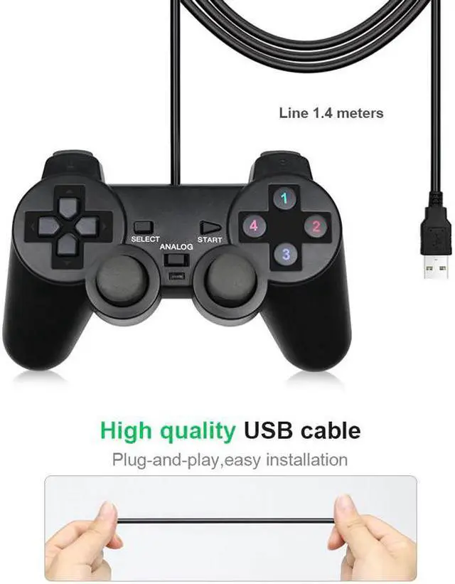 Alt view image 2 of 5 - USB Controller Gamepad For WinXP/Win7/Win8/Win10 For PC Computer Laptop Black Game Joystick