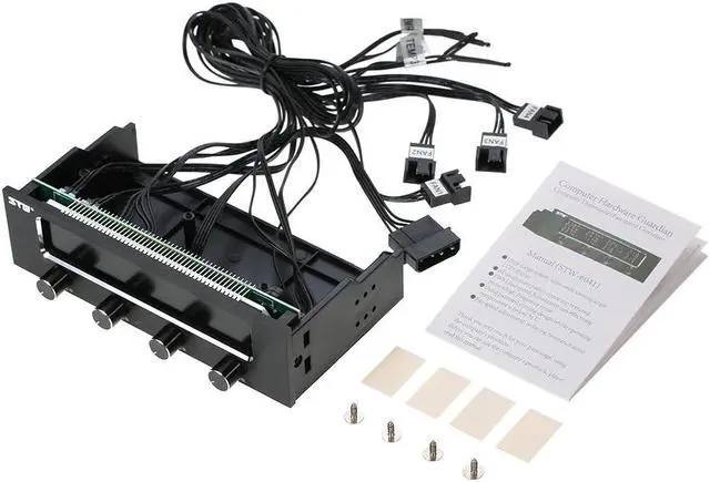 Alt view image 3 of 5 - Sunshine-tipway  Multi-Function PC CPU 4 Channel Fan Controller Speed Control Adjuster LCD Cooling Front Panel