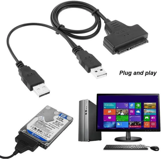 Alt view image 4 of 5 - to Dual USB3.0 2.0 Powered  22 Pin Hard Drive USB 3.0 Cable High Speed Adapter Cable for External 2.5 inch  HDD SSD