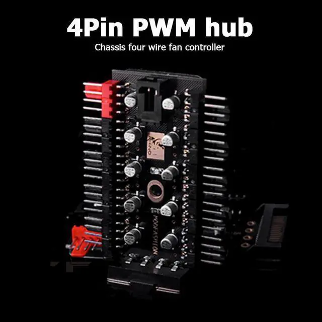 Alt view image 4 of 5 - 1 to 10 4 Pin PWM Cooler Fan HUB Splitter Extension 12V SATA Power /Large 4D port Supply PC Speed Controller Adapter