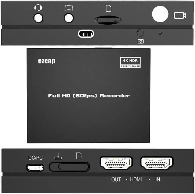 Alt view image 4 of 5 - 4K 60Hz HDR Loop Video Capture Card Game Recording Box 1080p 60fps Record To TF Card , Microphone Input Party Chat, NO PC