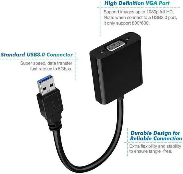 Alt view image 3 of 5 - 3.0 To VGA Adapter Cable External Graphic Card Video Multi-display Converter Adapter For PC Laptop Windows 7 8 10