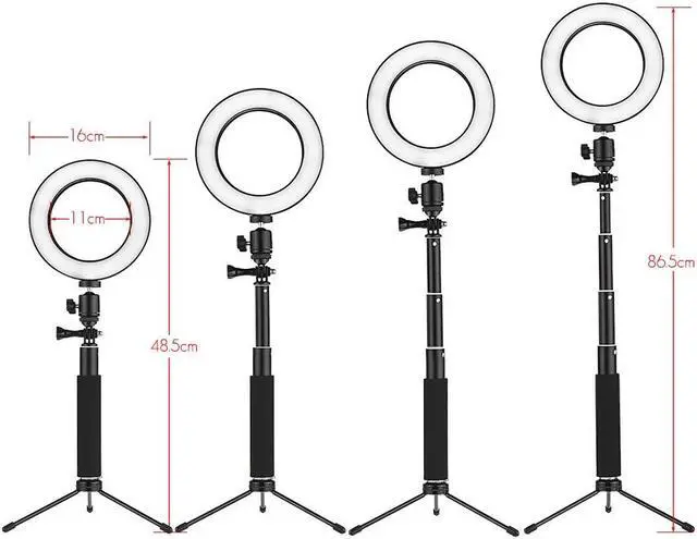 Alt view image 5 of 5 - Lamp 3Modes USB Mini LED Video Ring Light Fall Light  with Telescopic Light Stand Tripod for Network  Facial Makeup