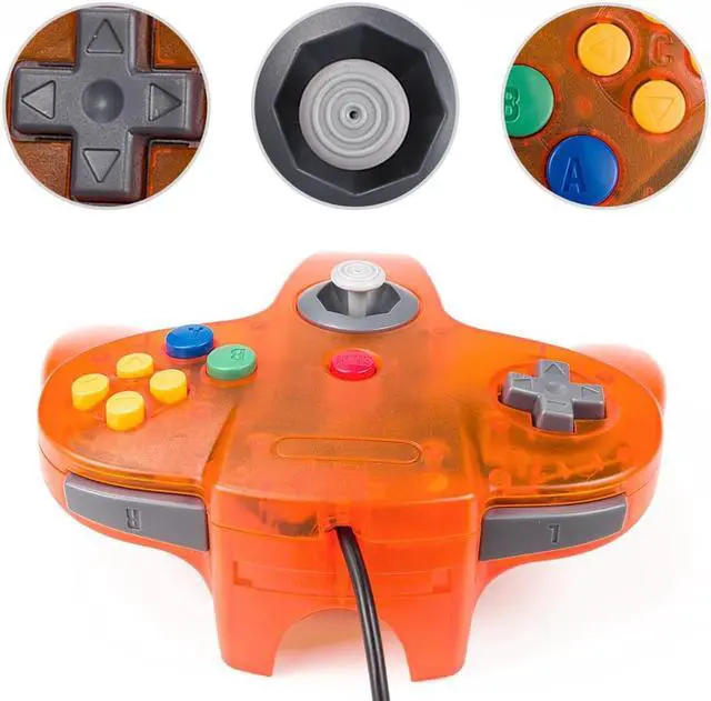 Alt view image 4 of 5 - 2pcs/set Orange Wired Gamepad joystick for N64 controller retro Game Console Analog gaming joypad n64 handle