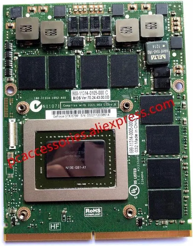 Alt view image 4 of 5 - GTX 675M 2G VGA Video Graphics Card 7W4GT HXD3N C0XGT For laptop  M6000 M6600 M6700 M6800 M15X M17x R2 R3 R4