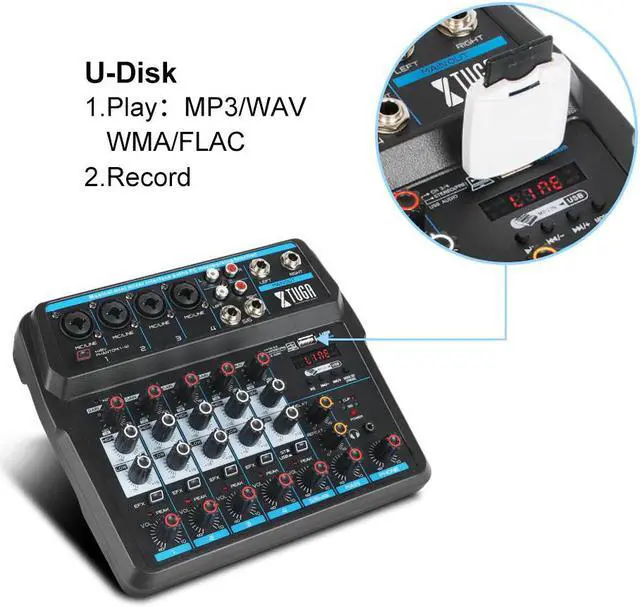 Alt view image 5 of 5 - AM4/AM6 Protable Audio Mixer with Sound Card,Bluetooth,USB, 48V Phantom Power for PC/Recording/ Live Show/ Party