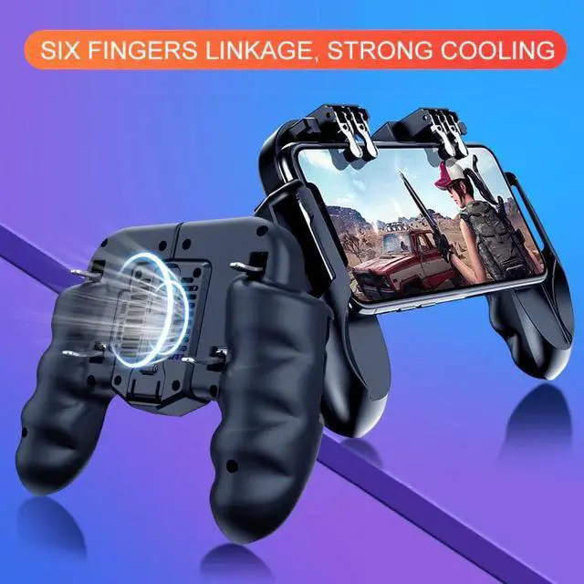 Alt view image 5 of 5 - Finger Pubg Controller Gamepad Pubg Mobile Trigger L1R1 Shooter Joystick Game Pad Phone Holder Cooler Fan with Power Bank