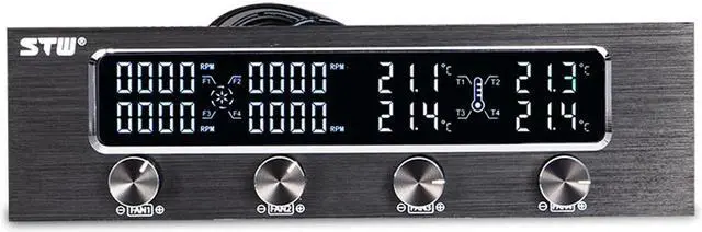 Main image of Sunshine-tipway  Multi-Function PC CPU 4 Channel Fan Controller Speed Control Adjuster LCD Cooling Front Panel