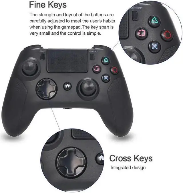 Alt view image 2 of 5 - Controller Remote Control Compatible with PS4 Controller with Double Vibration Touchpad 3.5mm Audio Jack for PS4 PC