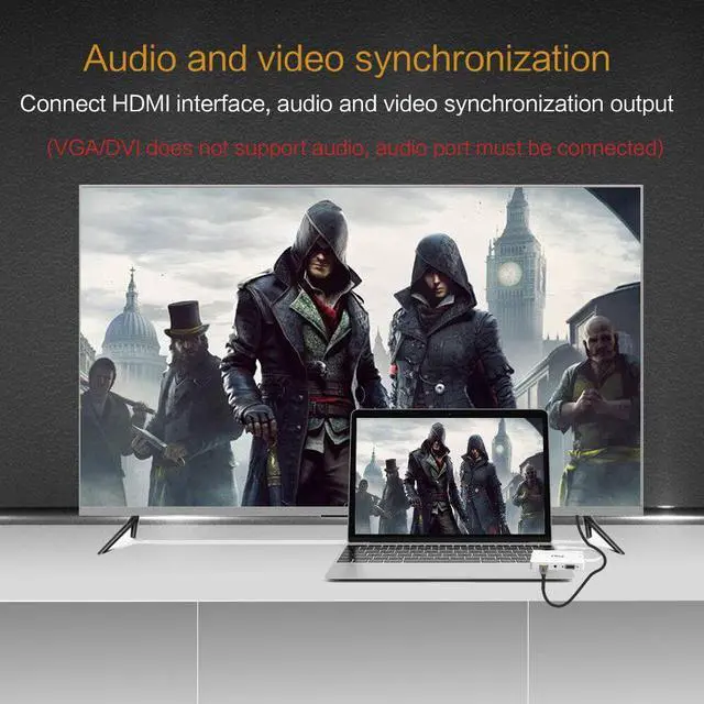 Alt view image 2 of 5 - 4 in 1 Thunderbolt Mini DisplayPort DP to HDMI DVI VGA Cable Connector for  MacBook Pro Air PC Mini DP to HDMI Audio Adaper