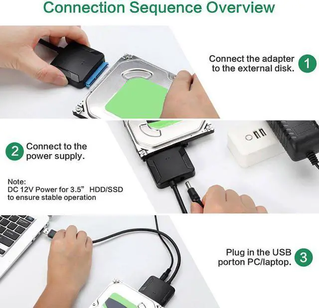 Alt view image 4 of 5 - 3.0 To SATA Cable Converter 2.5" 3.5" HDD SSD Hard Disk Drive  Sata Adapter