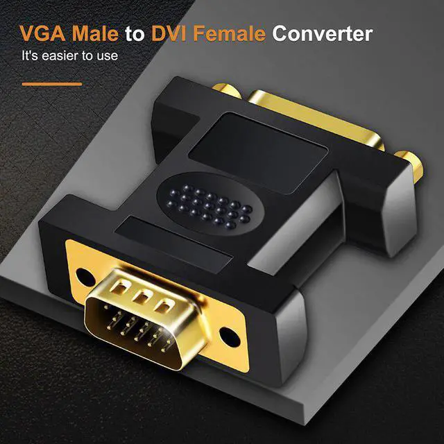 Alt view image 2 of 5 - VGA Male to DVI 24+5 Pin Female Converter DVI to VGA Adapter 1080 Gold plated DVI Convertor forComputer PC Laptop C11