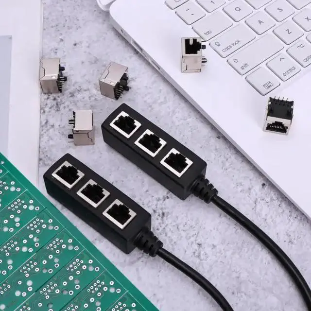 Alt view image 4 of 5 - LAN Ethernet Network RJ45 Connector Splitter Adapter Cable For Networking Extension 1 Male To 3 Female/1 Female To Female