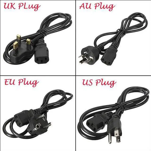 Alt view image 2 of 5 - Power Cord Cable EU US UK AU Adapter 1.2M Cable 3 Prong Connector for PC Charge Power Supply 3D Printer