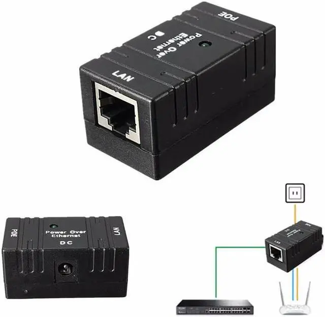 Alt view image 3 of 5 - 10M/100Mbp Passive POE Power Over Ethernet RJ-45 Injector Splitter Wall Mount Adapter For CCTV IP Camera Networking