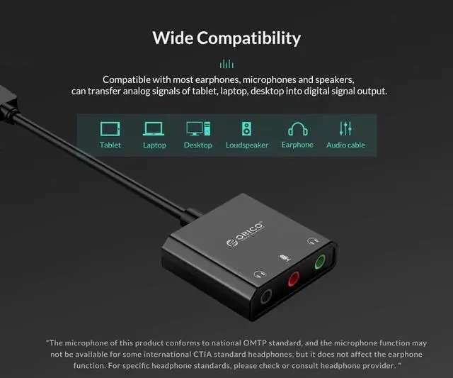 Alt view image 4 of 7 - Sound Card External USB Interface 3.5mm Stereo Microphone Audio Volume Adjustment Free Drive Adapter for Laptop PS4 Headse