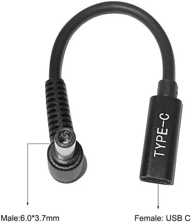 Main image of Type C Female to 6.0*3.7mm Male Plug Converter Laptop Dc Power Adapter Connector Charging Cable Cord for  Notebook PC