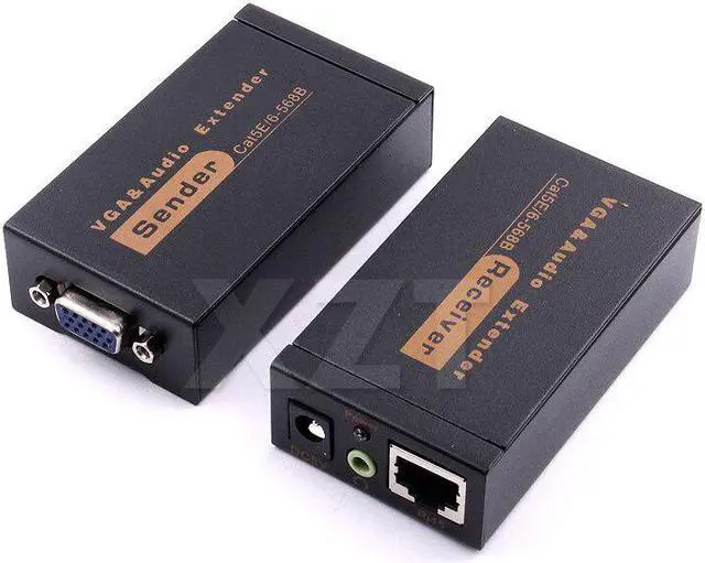 Alt view image 2 of 2 - Quality 1pcs 100M 328ft VGA Video Audio Extender Over Single RJ45 CAT5e/6 1080P Extension adpater Lightning protection
