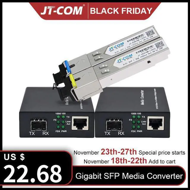 Main image of Media Converter SFP Transceiver Module 5KM 1000Mbps Fast Ethernet RJ45 to Fiber Optic switch 2 port SC Single Mode