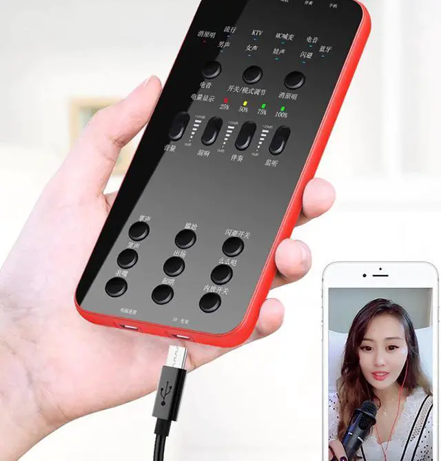 Alt view image 5 of 5 - External Audio Headset Microphone Webcast Live Sound Card electric sound Broadcast for Phone Computer PC