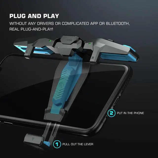 Alt view image 2 of 5 - F4 Falcon Mobile Gaming Controller Pubg Gamepad Grip For Android / iOS iPhone, Foldable Wings Joystick For Fortnite CoD