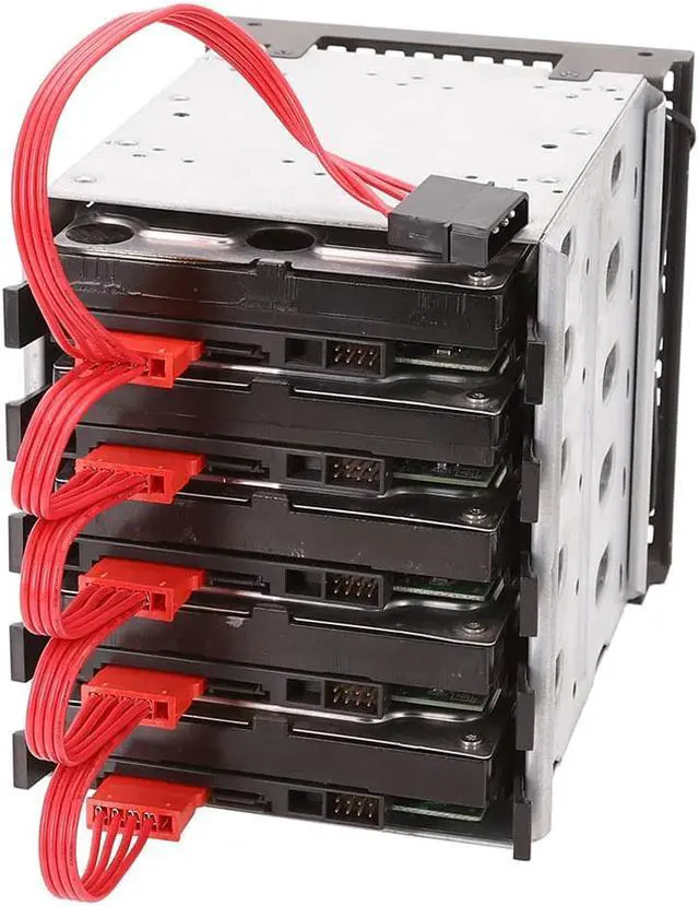 Alt view image 3 of 5 - Drive SATA Power Cable 4Pin IDE Molex to 5 x SATA Adapter Splitter Cable 18AWG Red for HDD SSD Cage PC Server DIY